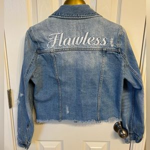 Pistola Flawless Embroidered Cropped Jean/Denim Jacket Size Small